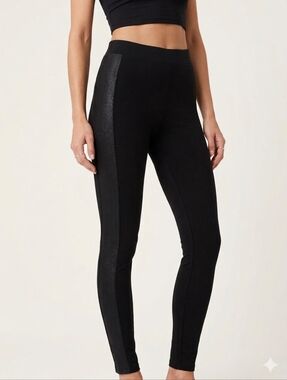 Express Black Ponte Leggings with Shiny Side Panel